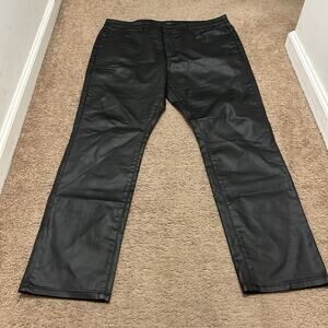 Ethanol Pants Mens 40 x 30 Black Faux Leather Slim Fit Cotton Blend Goth Punk